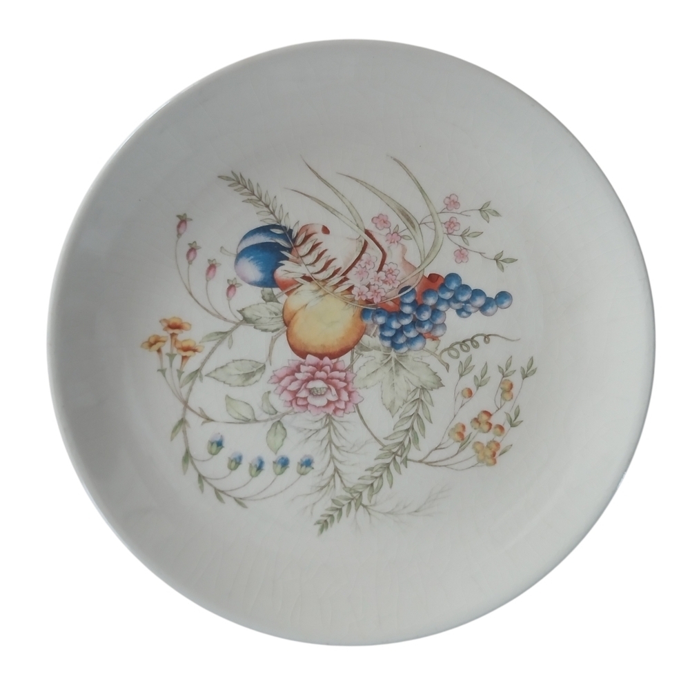 2 Mid Century Vintage Universal Ballerina Fruit & Floral Bread Plate